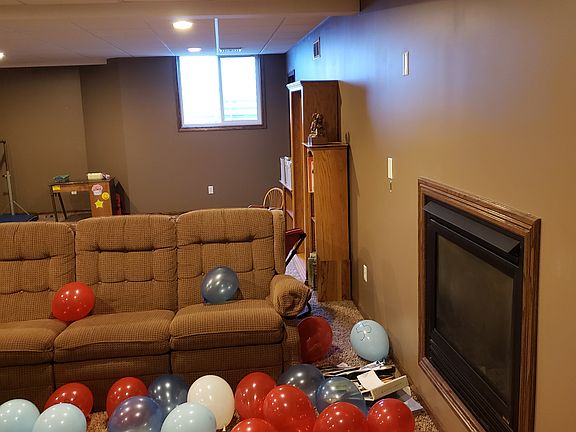 Basement with gas fireplace
