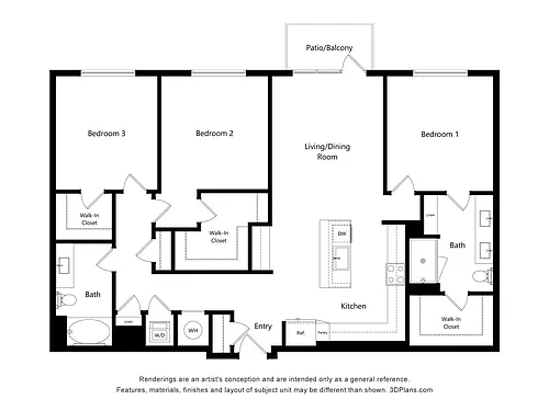 Floor plan 3 Bed/2 Bath-C1