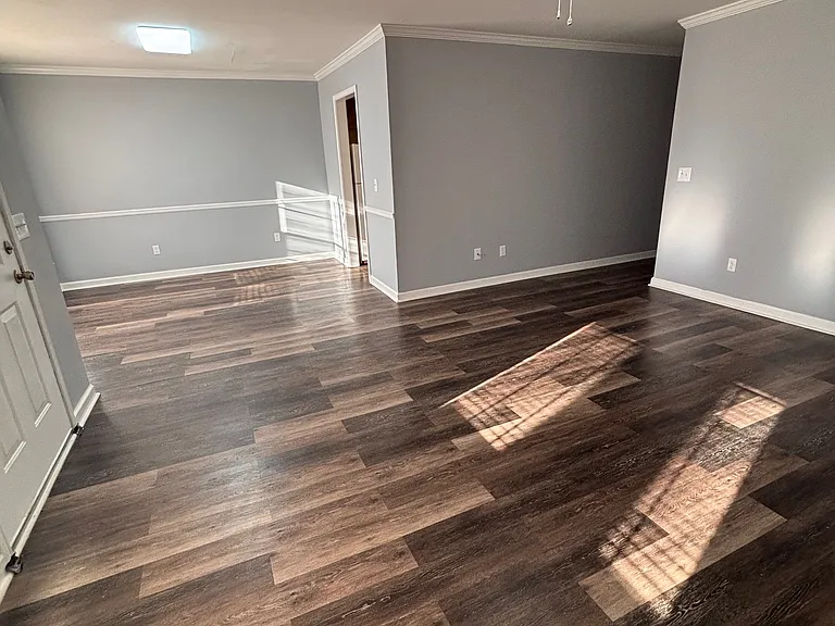 Living room into dining area