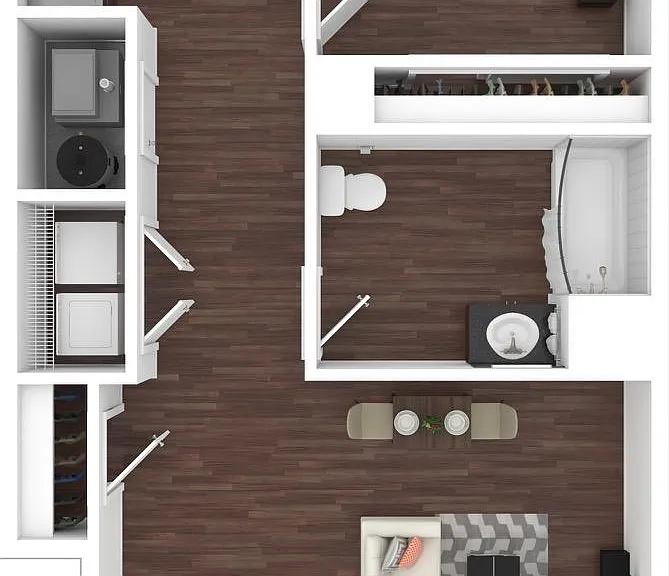 Floor Layout of 1Bed 1Bath (Style #A)