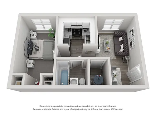 Floor plan One Bedroom 1 Bath