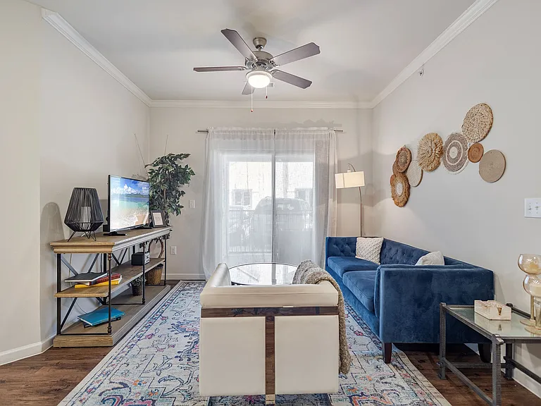 Living Area with Plank Flooring