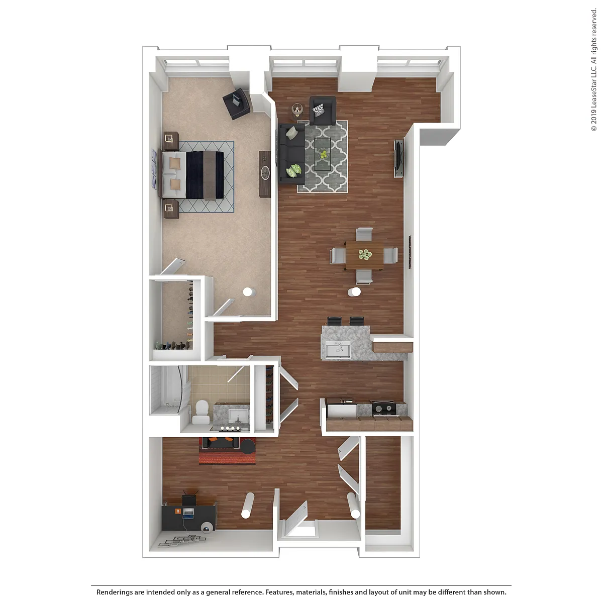 Floor plan One Bedroom with a Den