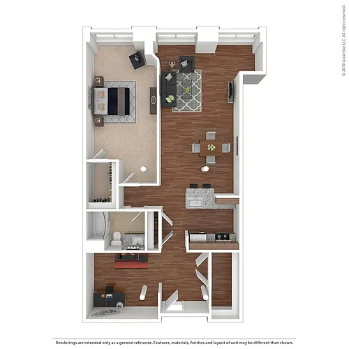 Floor plan One Bedroom with a Den