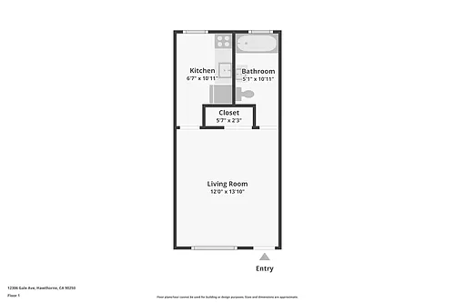 Floor plan 1 Bed 1 Bath - 12306 Gale Ave