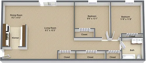 Floor plan Two Bedroom Lower
