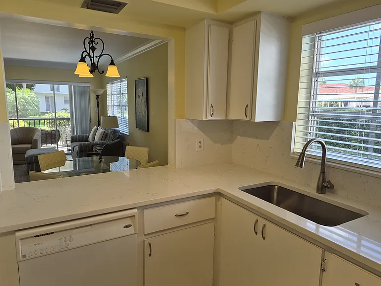 Kitchen, view to dining and living room
