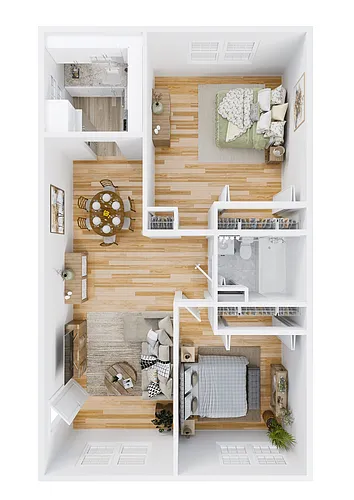 Floor plan 2 Bedroom 1 Bathroom