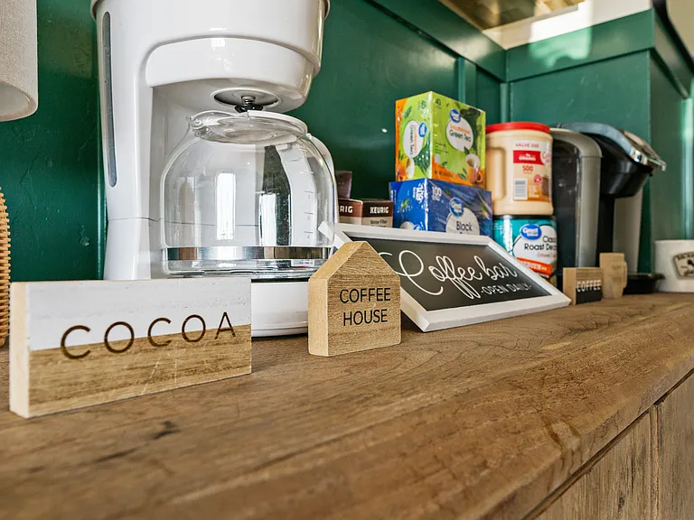 Enjoy coffee from our coffeemaker_perfect for early mornings or late-night work!