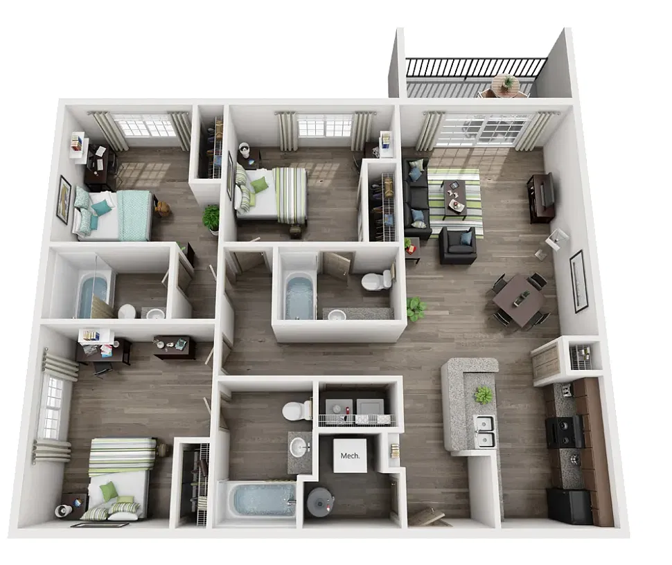 Floor plan 3x3B- Entire Unit