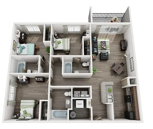 Floor plan 3x3B- Entire Unit