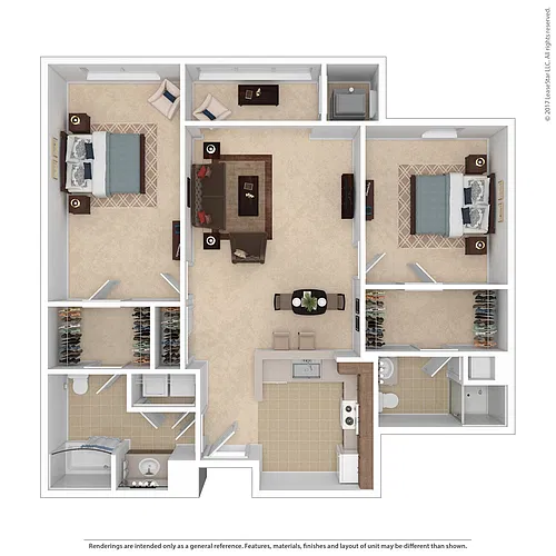 Floor plan 2 Bedroom Craftsman w/Sunroom