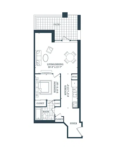 Floor plan 1 Bedroom 1 Bed 1 Bath 2