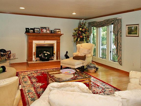 Family Room with hardwood floors & gas fireplace