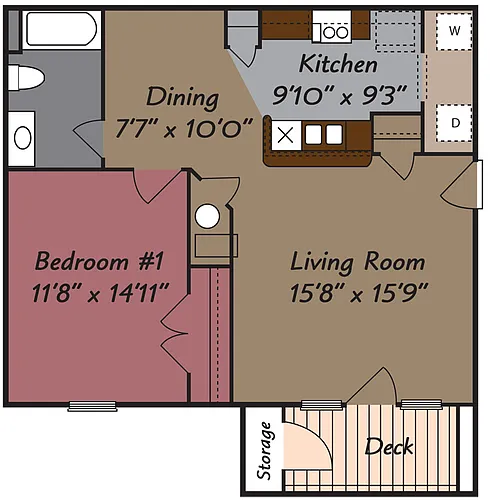 Floor plan 1 Bedroom 1 Bath
