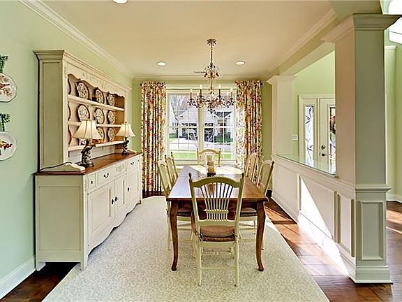 Formal dining room with window seat.