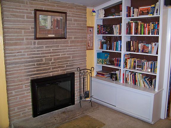 Large rock fireplace