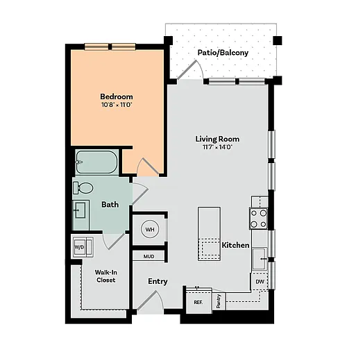 Floor plan 1 Bed / 1 Bath