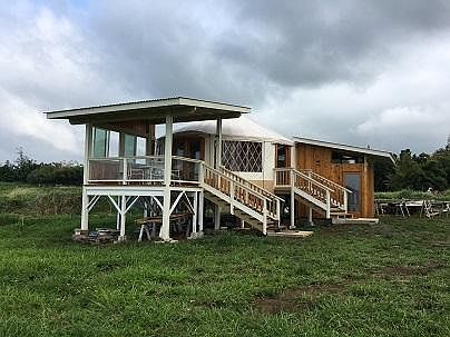 Front view of yurt complex