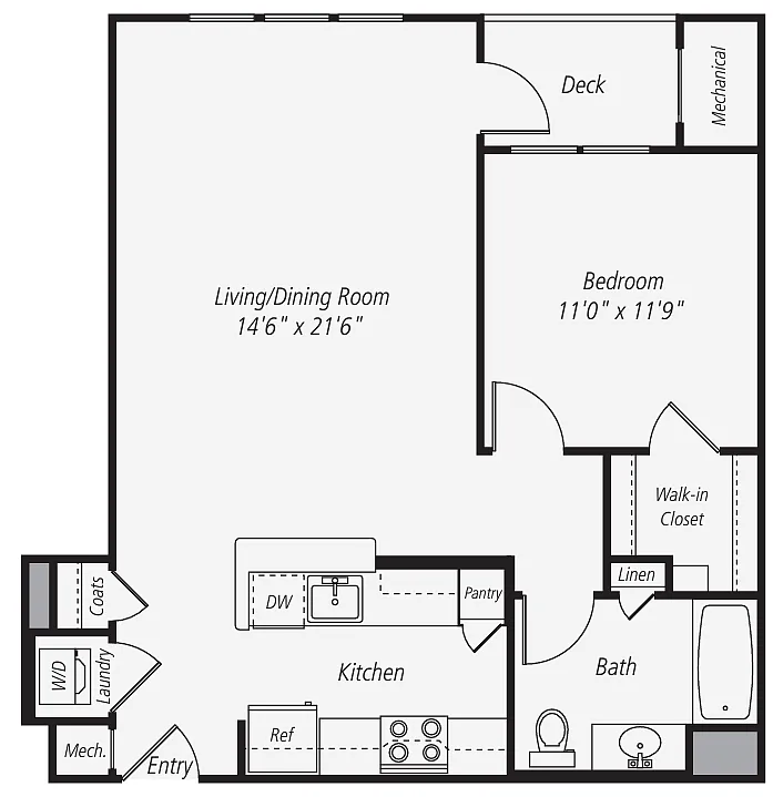 Floor plan A5 1Bed 1 Bath