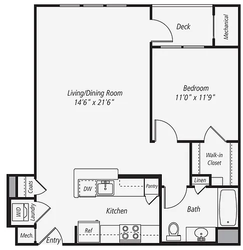Floor plan A5 1Bed 1 Bath