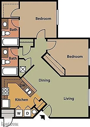 Floor plan Two Bedroom Two Bathroom MKT