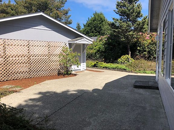 Back of garage and patio