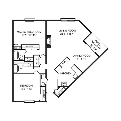 Floor plan 2 Bed/2 Bath-Dn