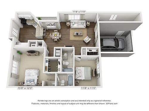 Floor plan The Faulkner 2x2