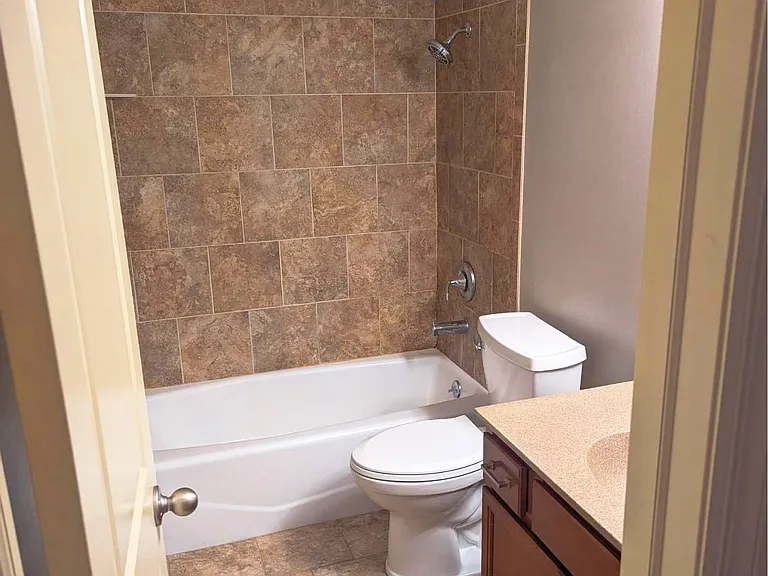 Bathroom at Auburn Apartments.