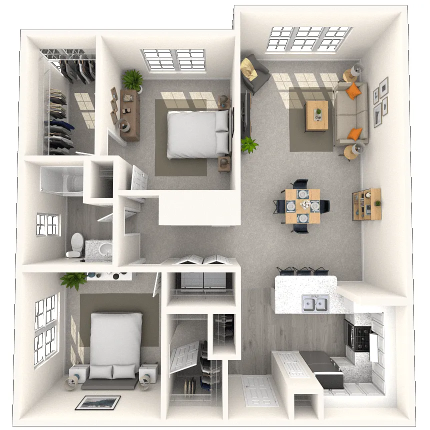 Floor plan Traditional 2x1 1049 SF