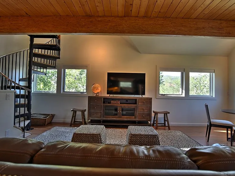 Room to Relax 2nd. Level Living Room with Spiral Stairs to the 3rd. Level Loft