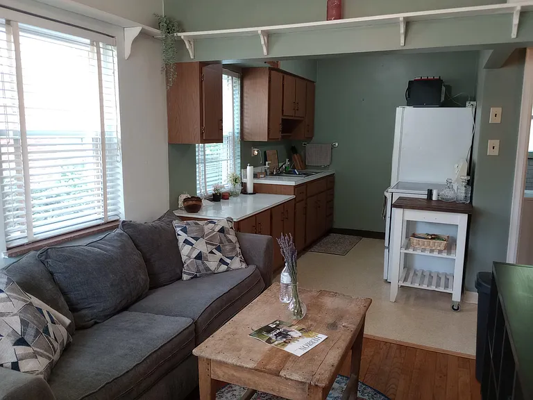 Galley Kitchen in back.
Dining area in front (shown being used as a TV/sitting room)