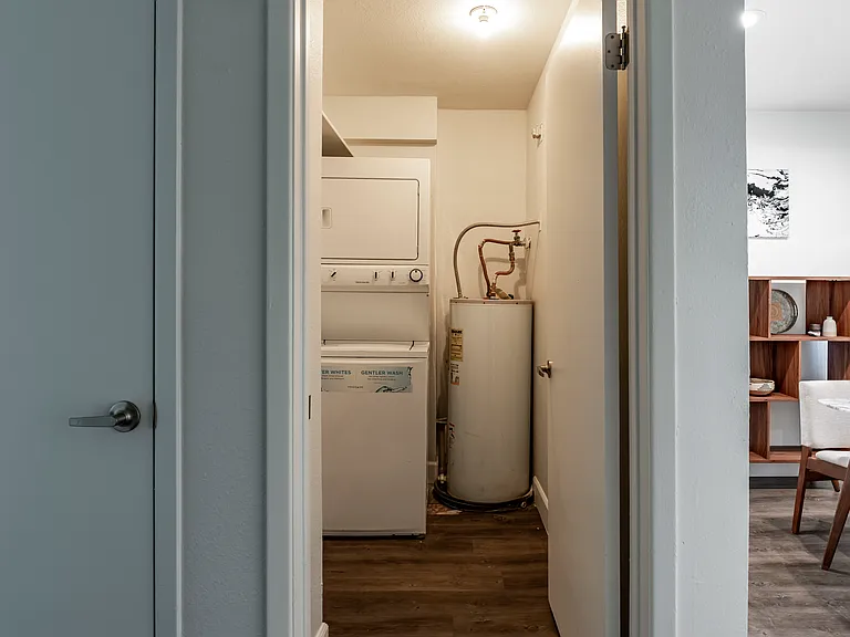 In unit laundry room and individual water heaters in every home!