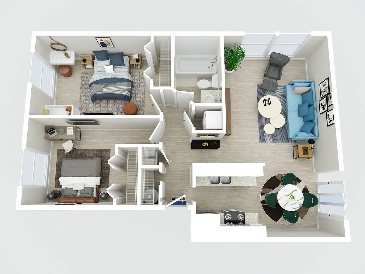 Floor plan Two Bedroom One Bath