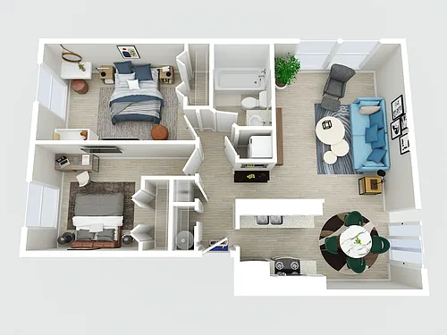 Floor plan Two Bedroom One Bath