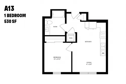 Floor plan One Bedroom A13
