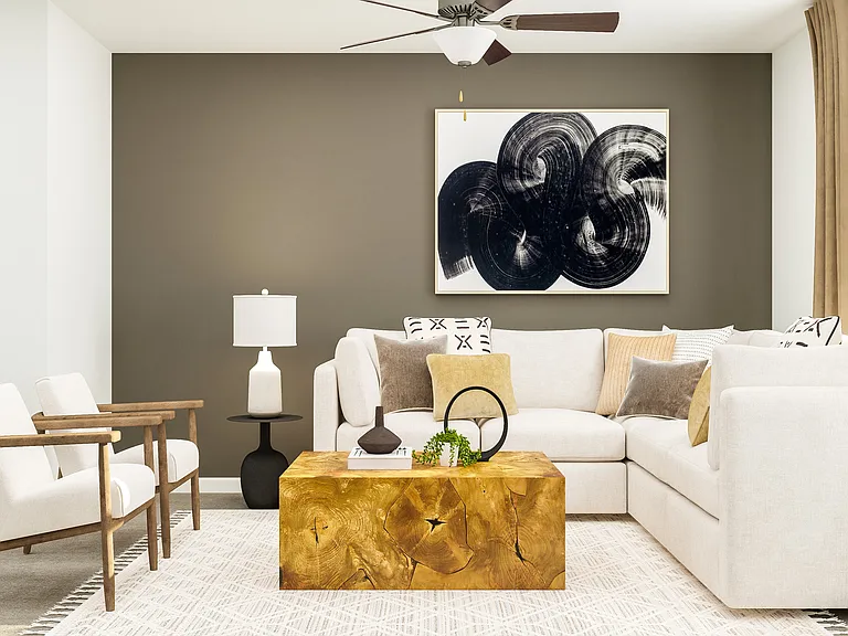 The family room has plenty of space for lots of furniture, so everyone has a seat.