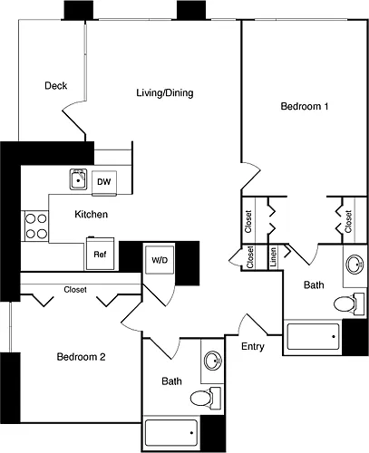 Floor plan 2 Bed 1413 SE