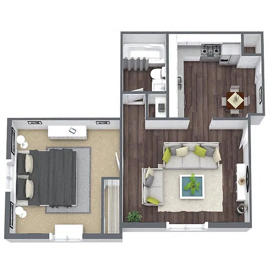 Floor plan A6: 1 Bed 1 Bath