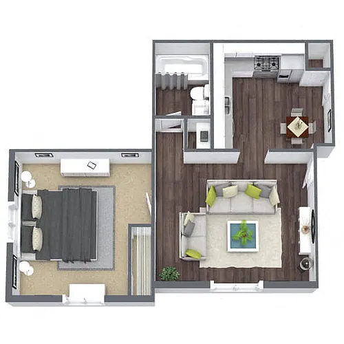 Floor plan A6: 1 Bed 1 Bath