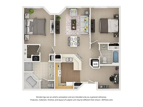 Floor plan 2 Bedroom 2 Bathroom w/Den