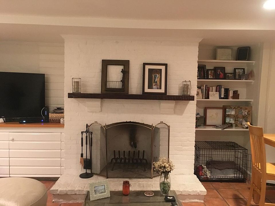 Working wood burning fireplace