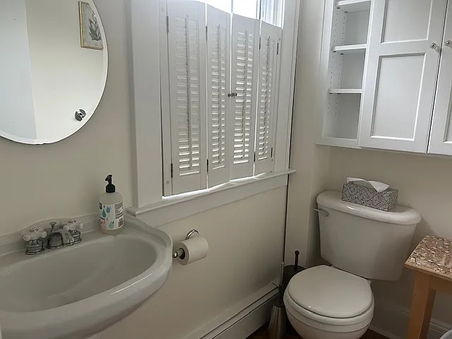 freshly painted half bath downstairs