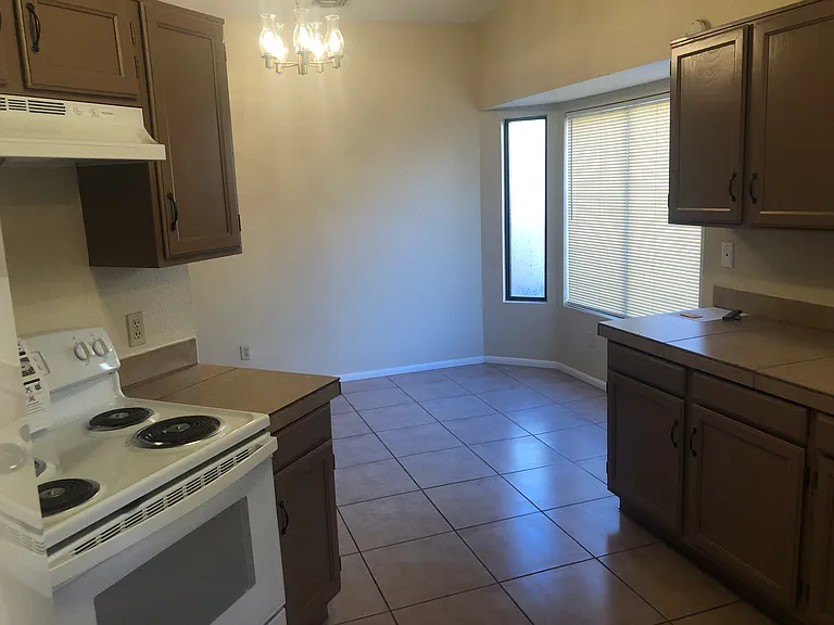 View from kitchen into dining area