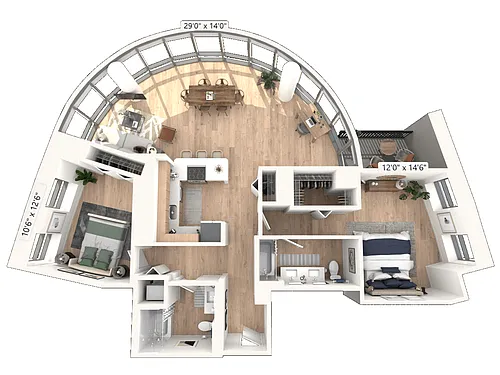 Floor plan Two Bedroom 01