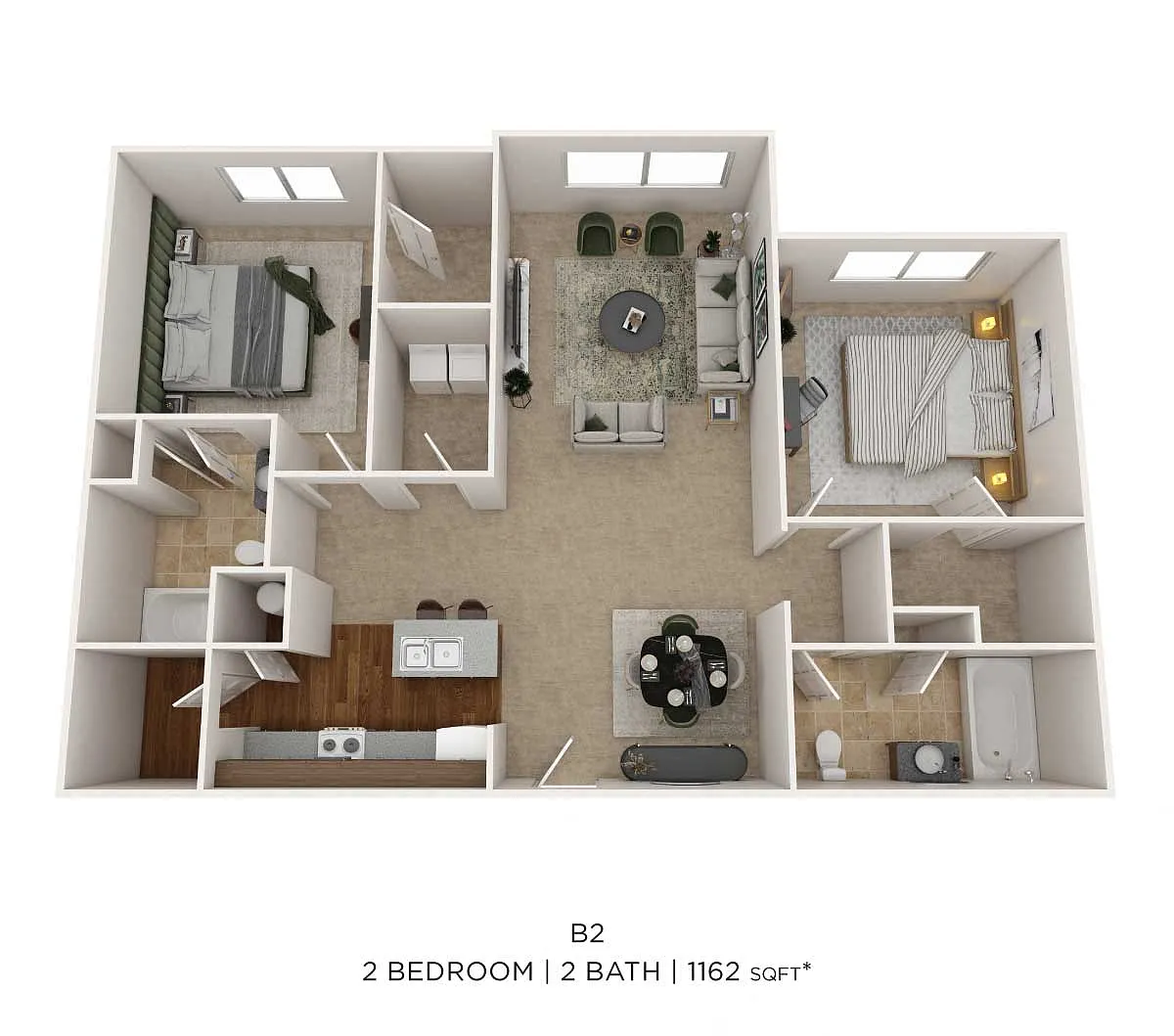 Floor plan Two Bedroom 2 Bath