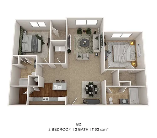 Floor plan Two Bedroom 2 Bath