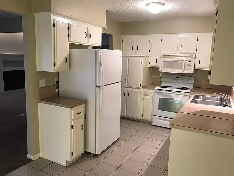 Kitchen with freshly painted cabinets