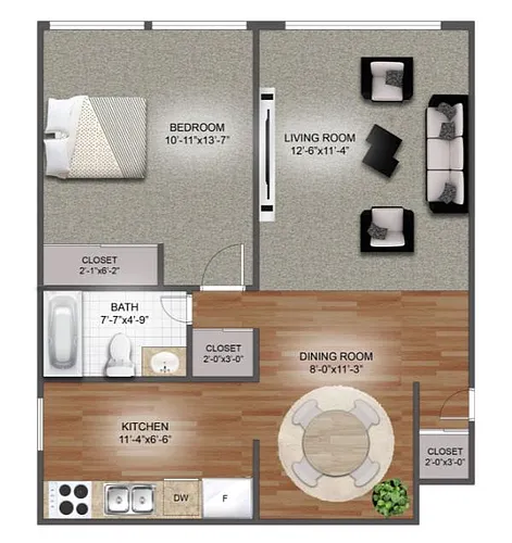Floor plan 1 Bedroom B